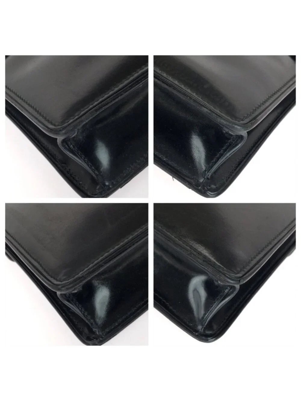 Gucci Vintage Black Silver Leather Business Briefcase